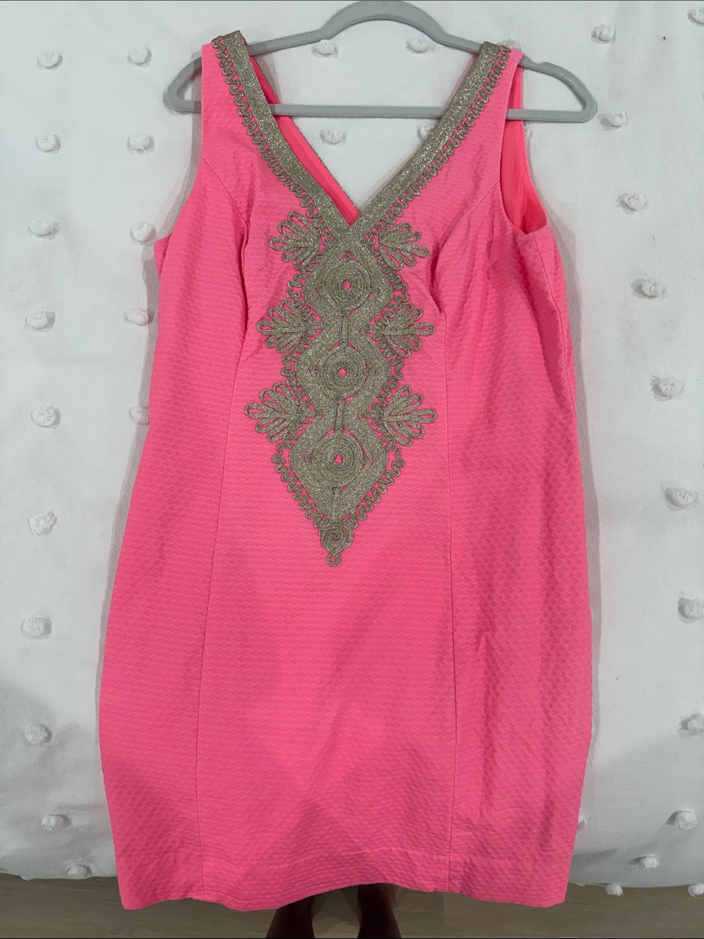 LILLY PULITZER sz 8 Junie Shift Dress Coral Reef Hot Pink Gold